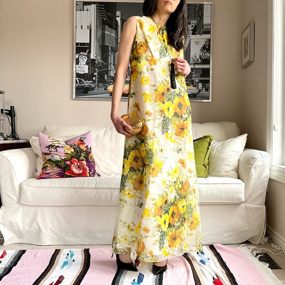 Vintage floral A-line maxi dress - Picture 3 of 16